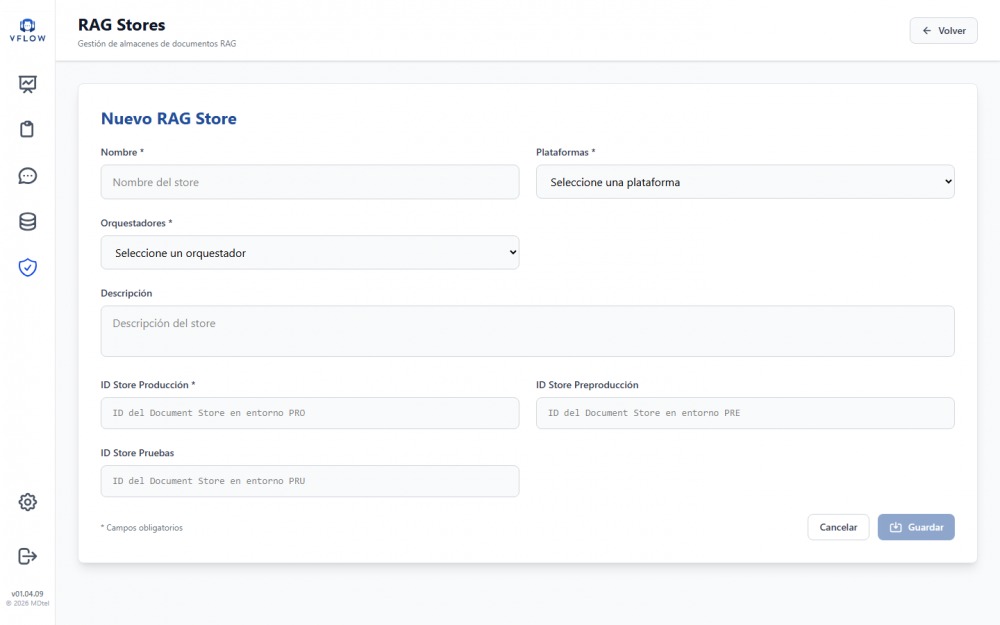 Formulario de RAG Store
